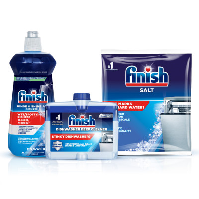Combo phụ gia: Nước làm bóng 500ml + Dung dịch vệ sinh máy 250ml + Muối rửa chén bát 1kg