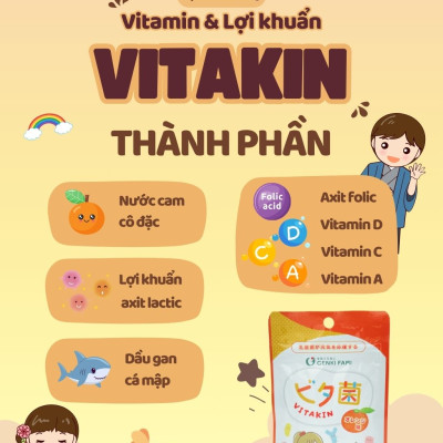 Kẹo Dẻo Vị Cam Bổ Sung Vitamin và Lợi Khuẩn Genki Fami Nhật Bản Gói 28 Cái
