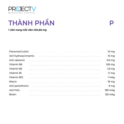 Thực Phẩm Sức Khỏe P Classic Hit - Bình Tĩnh Và Thư Giãn - PROJECT V - Hộp 60 Viên - Xuất xứ Pháp, Hàng Chính Hãng