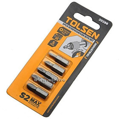 BỘ 5 ĐẦU VÍT CÔNG + ( CÔNG NGHIỆP ) "PH0-PH1-PH2 * 2-PH3 * 25MM TOLSEN 20286 - HÀNG CHÍNH HÃNG