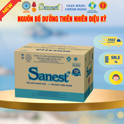 *Nước Yến sào Khánh Hòa Sanest không đường 7,5% - Hộp 6 lon x 190ml.