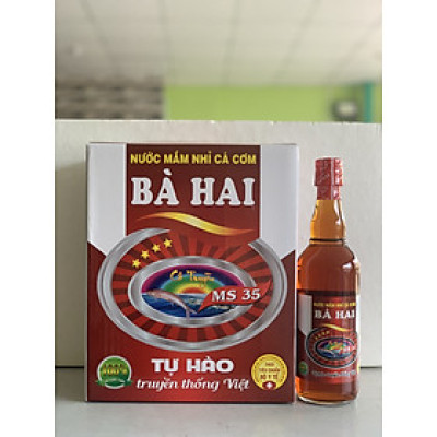 Thùng Nước Mắm Nhĩ Cá Cơm Loại 1 Bà Hai MS35 ( 6 thuỷ tinh x 500ml )