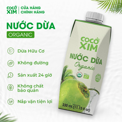 Combo 3 Hộp Nước dừa đóng hộp Cocoxim Organic dung tích 330ml/Hộp