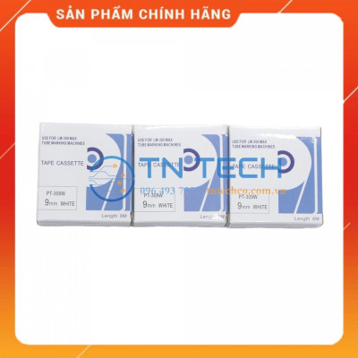 Nhãn in MAX PT-309W - Chữ đen nền trắng 9MM x 8M - Dùng cho máy in ống MAX [Hàng nhập khẩu]