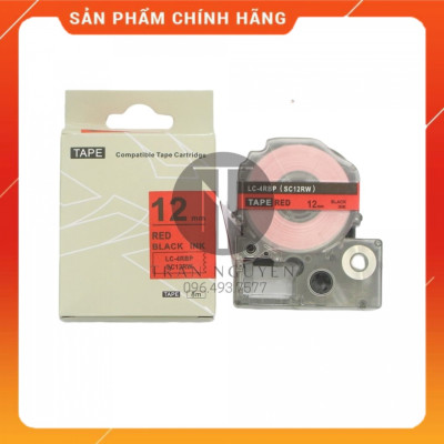[Combo 3 hộp] Nhãn in Tepra SC12RW (LC-4RBP) - Chữ đen nền đỏ 12mm x 8m - Hàng nhập khẩu