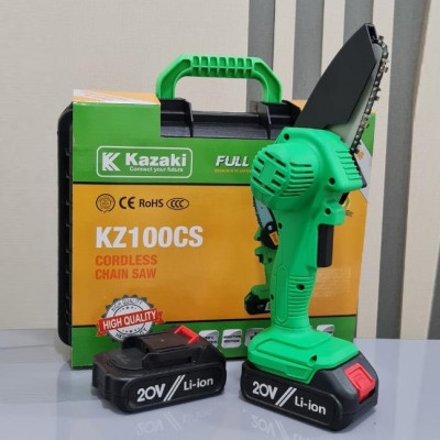 MÁY CƯA XÍCH MINI CẦM TAY DÙNG PIN 21V KAZAKI KZ100CS (2 PIN. 1 SẠC)- HÀNG CHÍNH HÃNG
