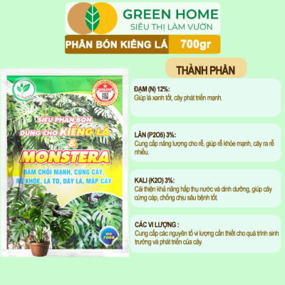 Phân Bón Cây Kiểng Lá Greenhome, Bao 700gr, Trầu Bà Monstera, Cây Nội Thất, Giúp Đâm Chồi Mạnh, Rễ Khoẻ, Lá To