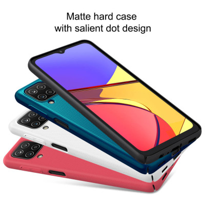 Ốp Lưng Sần chống sốc cho Samsung Galaxy A12 hiệu Nillkin Super Frosted Shield (Đính kèm giá đỡ hoặc miếng dán từ tính) - Hàng Chính Hãng