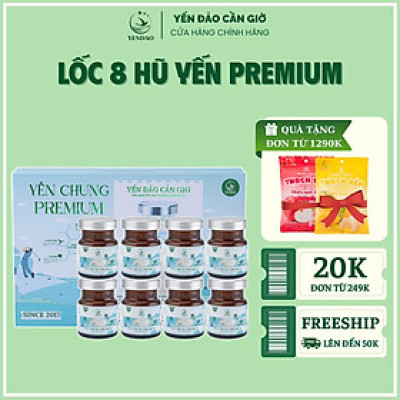 Yến Đảo - Tổ Yến Chưng Premium Dòng Cao Cấp Hàm Lượng Yến Cao Giàu Dinh Dưỡng Dạng Lốc 8 Hũ