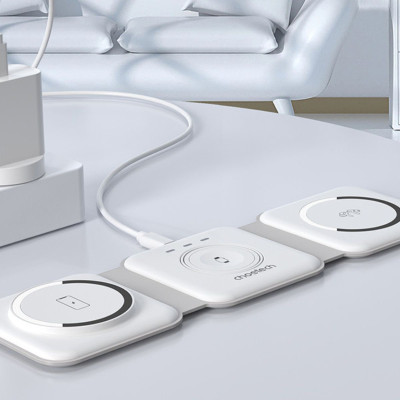Đế sạc Choetech T588 không dây Mag-safe 3in1 gấp gọn công suất 15w (hàng chính hãng)