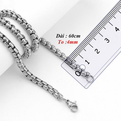 Dây chuyền nam dây xích titan cao cấp sang trọng thép không gỉ bông dừa khít trangsucpt 3mm PTDCNA50