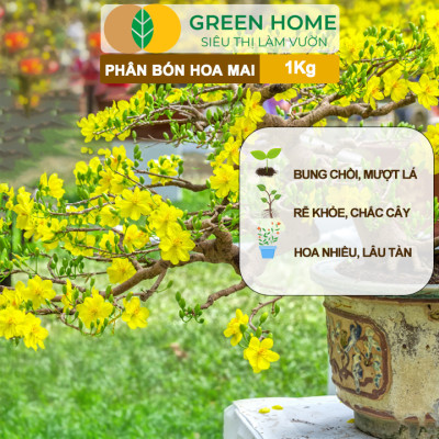 Phân Bón Hoa Mai Greenhome, Minro, Bao 1kg, Hữu Cơ, Dưỡng Cây, Bung Chồi, Mượt Lá, Khoẻ Rễ, Bền Hoa