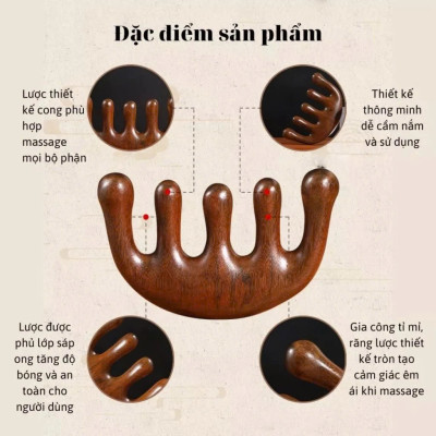 Dụng Cụ day ấn Huyệt Mát xa toàn thân bằng gỗ Đàn Hương Chăm sóc sức khỏe 