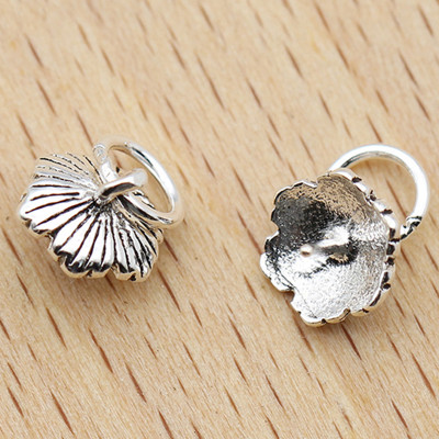 Combo 4 cái charm bạc phụ kiện làm mặt dây chuyền  hình hoa - Ngọc Quý Gemstones