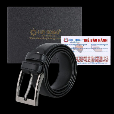 Dây nịt nam Huy Hoàng 4 phân may viền màu đen HP4002