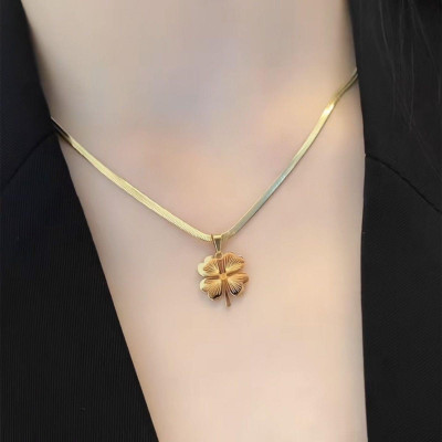 OYJR dây chuyền titan không gỉ cỏ 4 lá vòng cổ không gỉ nữ trang sứ c Jewelry bốn