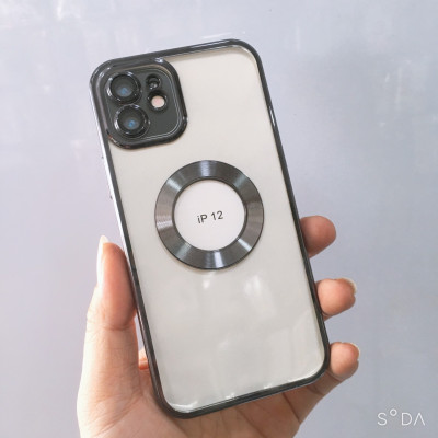 Ốp lưng dành cho iPhone 11 Pro, 11, 11 Pro Max, 12 Pro, 12, 12 Pro Max, 13 Pro, 13 Pro Max, Xs Max, Xs, 14, 14 Plus, 14 Pro , 14 Pro Max viền màu hở logo Táo sang trọng - Hàng chính hãng