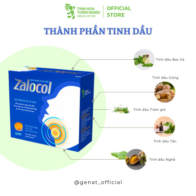 Combo 2 hộp viên ngậm Ho thảo mộc Zalocol Hỗ trợ giảm đờm, đau rát họng, khản tiếng do viêm họng, viêm phế quản (Hộp 20 viên) - Genat