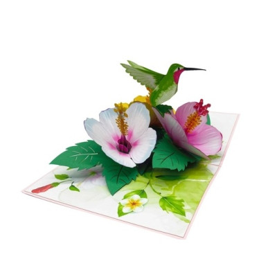 Thiệp 3D Pop Up Chim Ruồi & Hoa Nhiệt Đới – Thiệp Hoa Chúc Mừng, Sinh Nhật, Lãng Mạn, F38