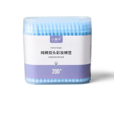 Tăm bông ngoáy tai, trang điểm hai đầu hộp 200 que bông dùng một lần thiết kế đa chức năng tiện dụng, mềm dẻo Cosmetic Mỹ Phẩm