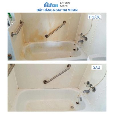 Làm Sạch Tẩy Trắng Đồ Dùng Bằng Sứ SMART TS - Bồn Cầu, Bồn Tắm, Bồn Rửa - Trắng Ngay Sau 5 Phút Không Cần Cọ Rửa - Tặng Kèm Chổi Lông -