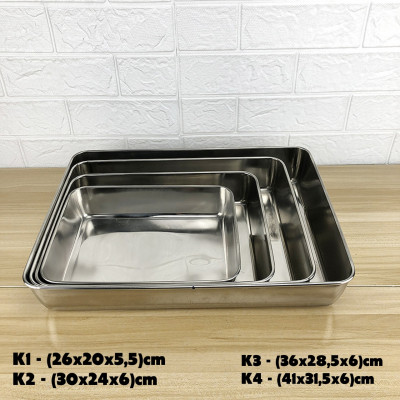 KHAY INOX 304 SÂU CAO CẤP – THIẾT KẾ HIỆN ĐẠI, BỀN BỈ & TIỆN DỤNG - KHAY INOX 304 CHỮ NHẬT NHIỀU SIZE,