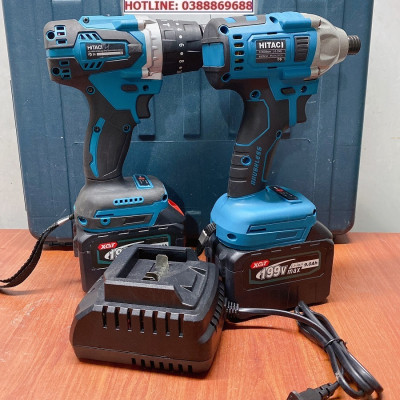 Bộ Combo 2 Máy Khoan Gồm Máy Khoan Pin Và Máy Chuyên Vít 199V 2 Pin 15 Cell (Tặng Kèm Hộp Đựng) - Bảo Hành 1 Năm