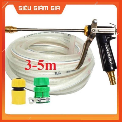 Bộ dây vòi xịt nước rửa xe, tưới cây . tăng áp 3 lần, loại 3m, 5m 206318Iđầu đồng, cút+ tặng túi đựng bút