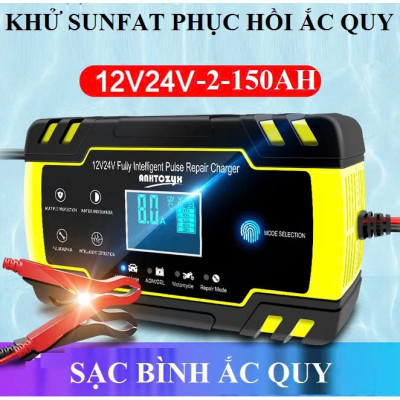 ĐènSạc Ắc Quy 12V 24V 150Ah Foxsur Nhật Bản – Phù Hợp Mọi Loại Bình, Chống Chai, Khử Sunfat Hiệu Quả
