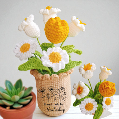 Chậu hoa len handmade – Thiết kế độc quyền Hoahashop