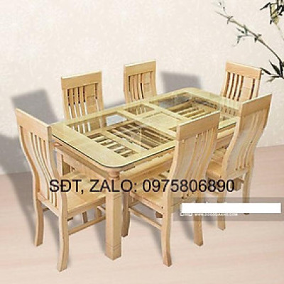 BÀN ĂN GỖ SỒI 2 TẦNG 6 GHẾ , BỘ BÀN ĂN GỖ CAO CẤP , BỘ BÀN ĂN 6 GHẾ