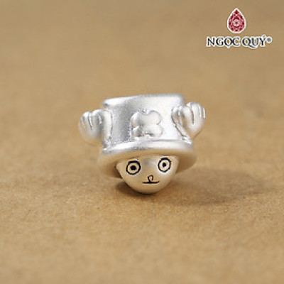 Charm bạc đầu chopper băng mũ rơm  one piece xỏ ngang - Ngọc Quý Gemstones
