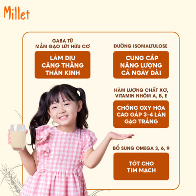 Sữa Hạt Gạo Lứt Hữu Cơ Millet Hộp 700g Vị Kê Nhập Khẩu Malaysia Cho Trẻ Từ 3 Tuổi & Cả Gia Đình Bổ Sung Dinh Dưỡng Vegan - 24grains