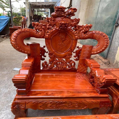 Bộ Bàn Ghế Nghê Đỉnh Rồng Phương Gỗ Xà Cừ