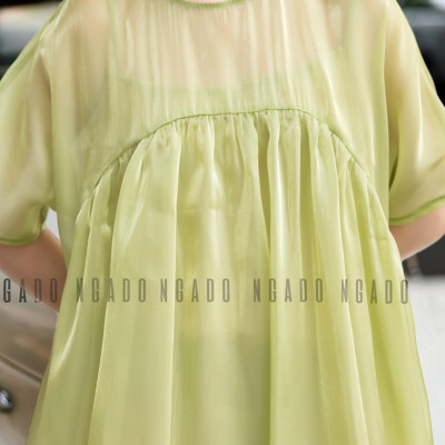 Đầm babydoll xanh đậu NGADO, Đầm suông, Đầm phom rộng, Đầm xòe, Đầm voan tơ thiết kế