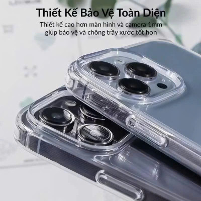 Ốp lưng cho iPhone 16 ProMax / 15Promax / 14 promax/ 13 promax/ 12 promax/ 11 promax/ Xsmax/ XS/ 8plus/ 7plus trong suốt chống ố vàng, chống sốc đệm khí cao cấp - hàng chính hãng