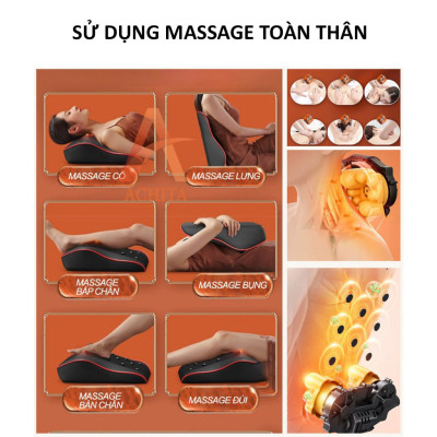 Gối Massage Cổ Vai Gáy, Máy Massage Hồng Ngoại Giảm Nhức Mỏi Toàn Thân 20 Bi Cao Cấp Thế Hệ Mới