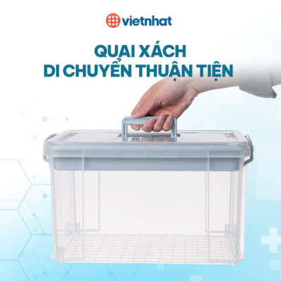 Thùng đựng đồ y tê trong gia đình , Thùng đựng đồ y tế phân loại thuốc nhiều ngăn lớn , Thùng đựng đồ y tế chất liệu nhựa PP nguyên sinh an toàn tuyệt đối - Hàng chính hãng 