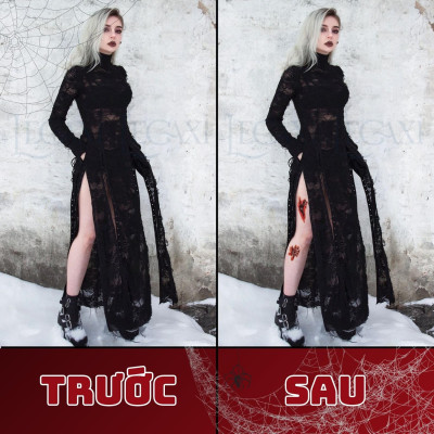 Miếng dán hình xăm kinh dị hóa trang Halloween vết sẹo xước máu giả vết khâu chảy máu vết thương Legaxi