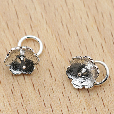 Combo 4 cái charm bạc phụ kiện làm mặt dây chuyền  hình hoa - Ngọc Quý Gemstones