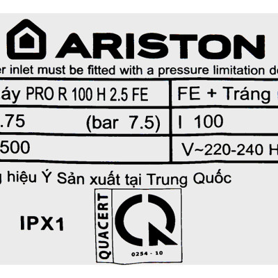Máy nước nóng gián tiếp Ariston 100 lít PRO R 100 H 2.5 FE - Hàng chính hãng