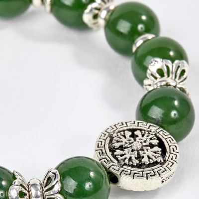 Vòng Tay Ngọc Bích Phối Charm Bánh Xe Pháp Luân Ngọc Quý Gemstones