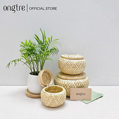 Hộp tre đan/ cới 2 lớp, có nắp đậy, đựng đồ, trang trí | ongtre (Vietnam)