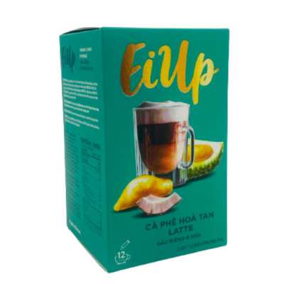 EiUp Cà Phê Hoà Tan Latte Sầu Riêng Dừa  hộp 12 gói