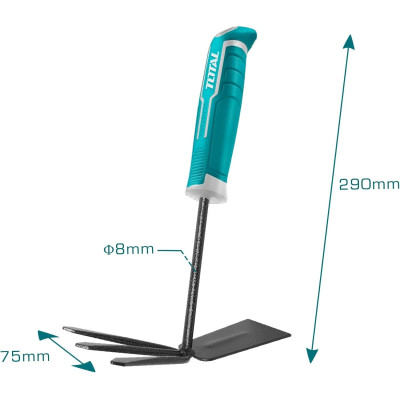 Cây cào đất làm vườn 2 đầu 290mm TOTAL THGT979K - làm từ thép carbon, chăm sóc cây, trồng cây, trồng hoa - Tốc độ 247