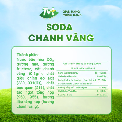 [Combo 12 lon 320ml] Soda Chanh VàngTVT - Nước cốt chanh vàng tự nhiên cùng soda nhẹ nhàng