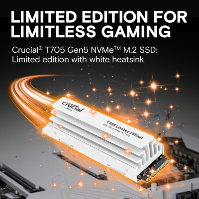 SSD Crucial T705 with limited edition white heatsink M.2 PCIe NVMe 4TB Gen5 - CT4000T705SSD5- HÀNG CHÍNH HÃNG