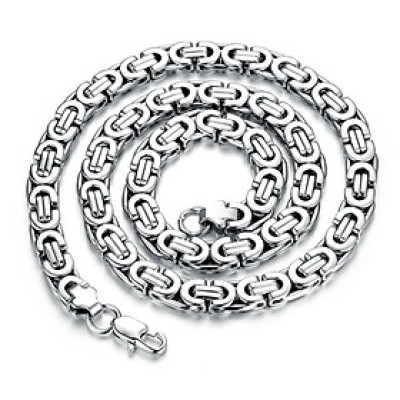 Dây chuyền nam titan thép không gỉ inox cao cấp đẹp sang trọng ziczac dẹp trangsucpt cỡ 8mm PTDCNA23