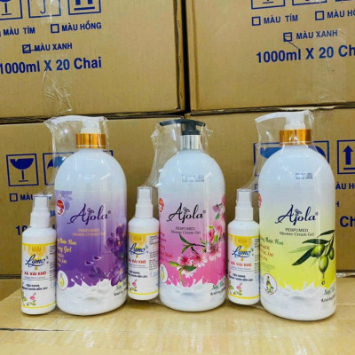 Đồ dùng nhà tắm -Chai sữa tắm 1000ml hương nước hoa cao cấp kèm chai xả vải khô 100ml , làm sạch cơ thể  giúp nuôi dưỡng và bảo vệ làn da