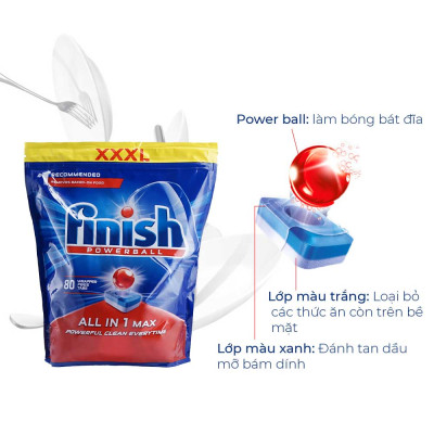 Hộp Viên rửa bát Finish All-in-1 loại 100 viên ( hàng chính hãng )